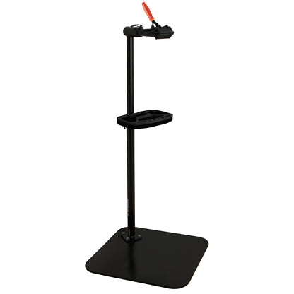 Unior 1693BS Single Arm Professional Repair Stand, freestanding black post with quick-release clamp and tool tray