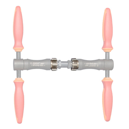 Assembled Unior 1697 BSA tapping tool with 1697.1 L and R taps in adapters and T-handles fitted; handles and adapters sold separately