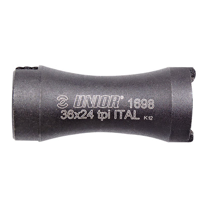 Unior 1698 bottom bracket tap, single ITAL 36x24 tpi cutter for cutting threads in Italian-standard shells