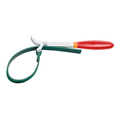 Unior Strap Wrench 1705/2DP-US, green strap with red plastic handle for cassette and bottom bracket grip