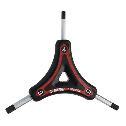 Unior Three-Way Wrench 1781/2HX bicycle Y-tool with 4, 5, and 6 mm straight-tip hex keys for crank and stem bolts