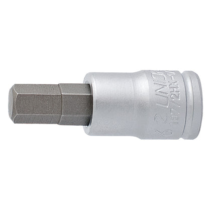 Unior 1/4-inch drive metric hex bit 187/2HX, chrome socket with internal hex driver for bicycle bolts