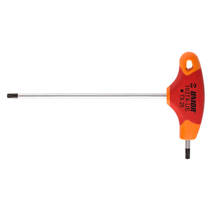 Unior 193TX-US T-handle Torx driver, TX25 tip with chrome-vanadium shaft and red and orange ergonomic grip