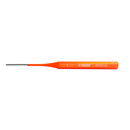 Unior Pin Punch 641/6 with orange hex-section handle and 3 mm hardened steel tip for driving out chain pins and rivets