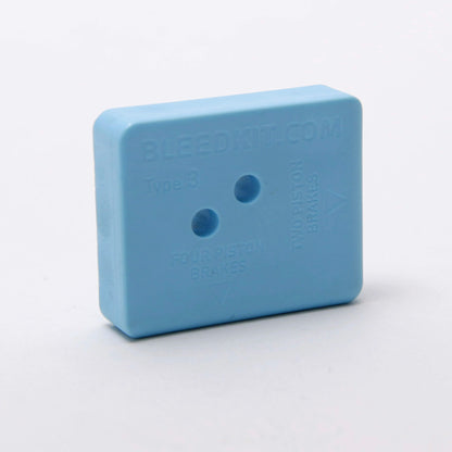 Bleedkit blue Type 3 piston spacer block for two-piston and four-piston hydraulic brake caliper bleeds