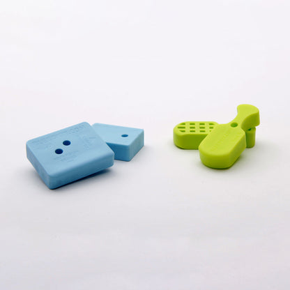 Bleedkit caliper blocks, blue Type 3 and Type 4 pads for two-piston and four-piston brakes plus green Type 5 lever blocks